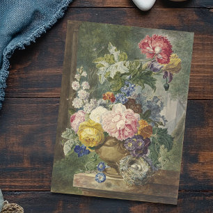 Postal Blumenstrauß in einer Vase mit Vogelnest
