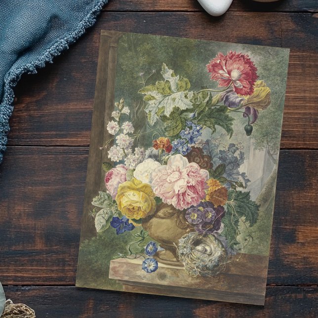 Postal Blumenstrauß in einer Vase mit Vogelnest (Subido por el creador)
