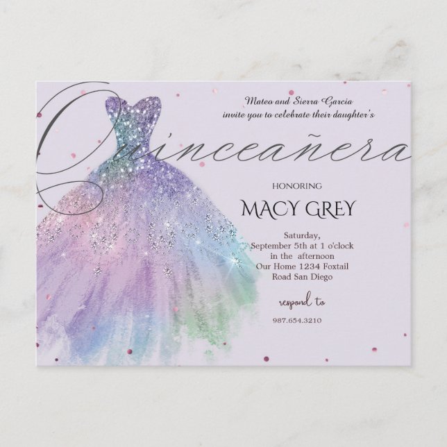 Postal Blush Floral Quinceañera 15th Birthday (Anverso)