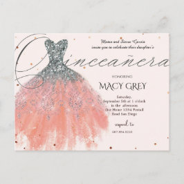 Postal Blush Floral Quinceañera 15th Birthday