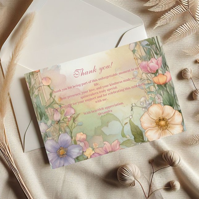 Postal Blush Pink Floral Quinceanera Celebration (Subido por el creador)