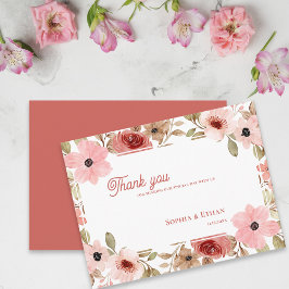 Postal Blush Pink Garden Theme Floral Wedding Thank You
