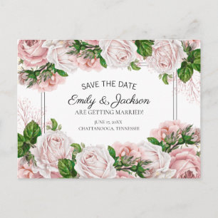 Postal Blush Rosa Acuarela Floral Boda Save the Date
