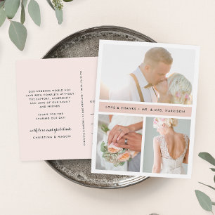 Postal Blush Stripe   Wedding Photo Thank You