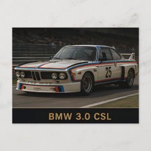 Postal BMW 3.0 CSL Clásico Coche de Carreras Alemán Vinta
