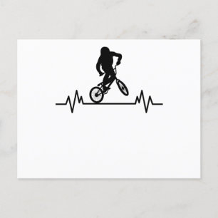Postal BMX Heartbeat Design Funny Rider Bicicleta Regalo