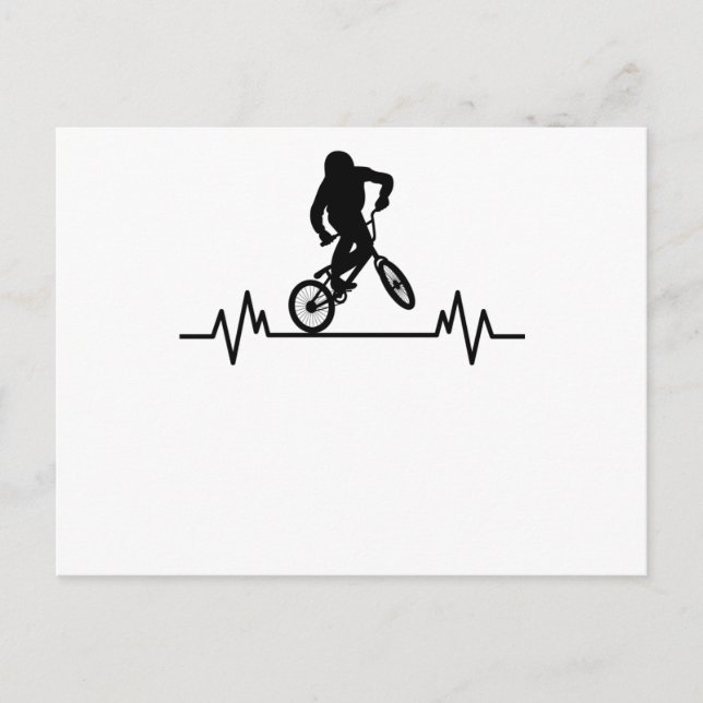 Postal BMX Heartbeat Design Funny Rider Bicicleta Regalo (Anverso)