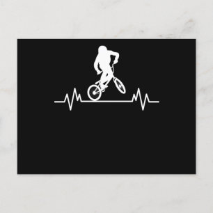 Postal BMX Heartbeat Design Funny Rider Bicicleta Regalo