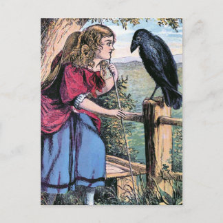 Postal Bo-Peep y el Ilustracion Vintage de los cuervos