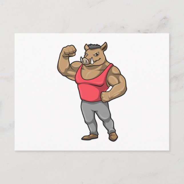 Postal Boar Bodybuilder Músculos de Construcción de Cuerp (Anverso)