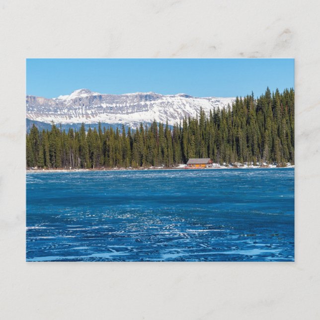 Postal Boathouse al lado del lago Louise - Banff, Canadá (Anverso)