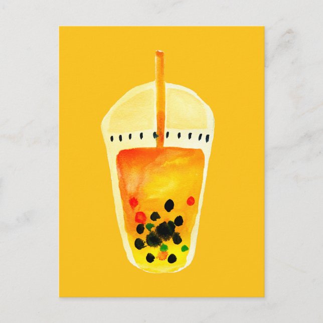 Postal Boba Bubble tea tea art ilustracion (Anverso)
