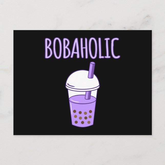 Postal Bobaholic Bubble Boba Kawaii Tea Graphic (Anverso)