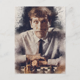 Postal Bobby Fischer ✪ arte estético de agua para el ajed