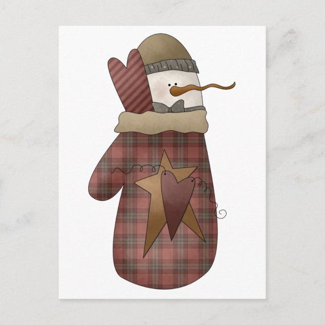 Postal Bobinas de nieve ・ Snowman y Mitten (Anverso)
