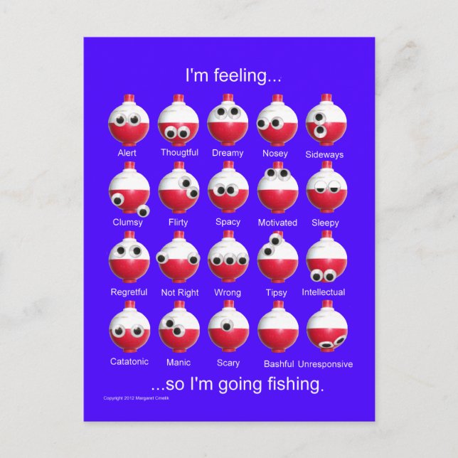 Postal Bobinas de pesca, divertidos estados de ánimo de p (Anverso)