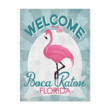 Boca Raton Florida Flamingo Rosado Retro