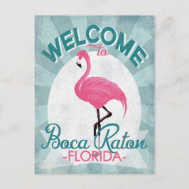 Postal Boca Raton Florida Flamingo Rosado Retro