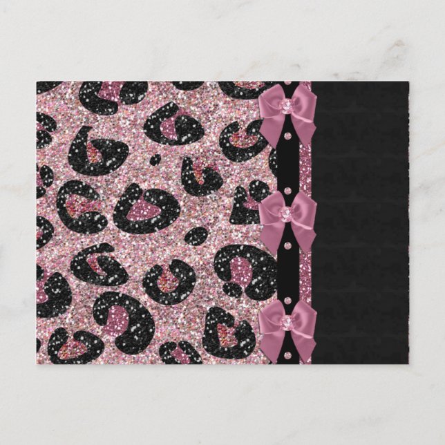 Postal Bocas de cinta de cinta de papel de leopardo rosa  (Anverso)