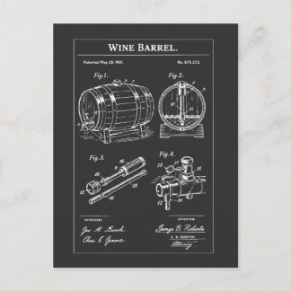 Postal Boceto de plano de barril de vino