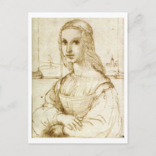 Postal Boceto de Rafael 1504 MONA LISA ANTERIOR