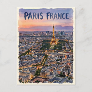 Postal Boceto de viaje en acuarela de París Francia