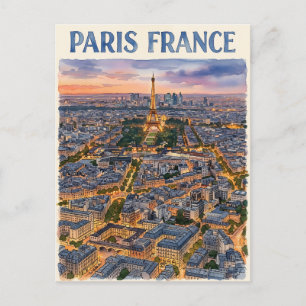 Postal Boceto de viaje en acuarela de París Francia