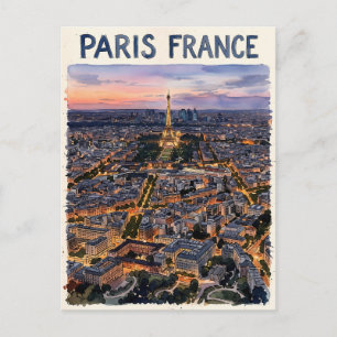 Postal Boceto de viaje en acuarela de París Francia