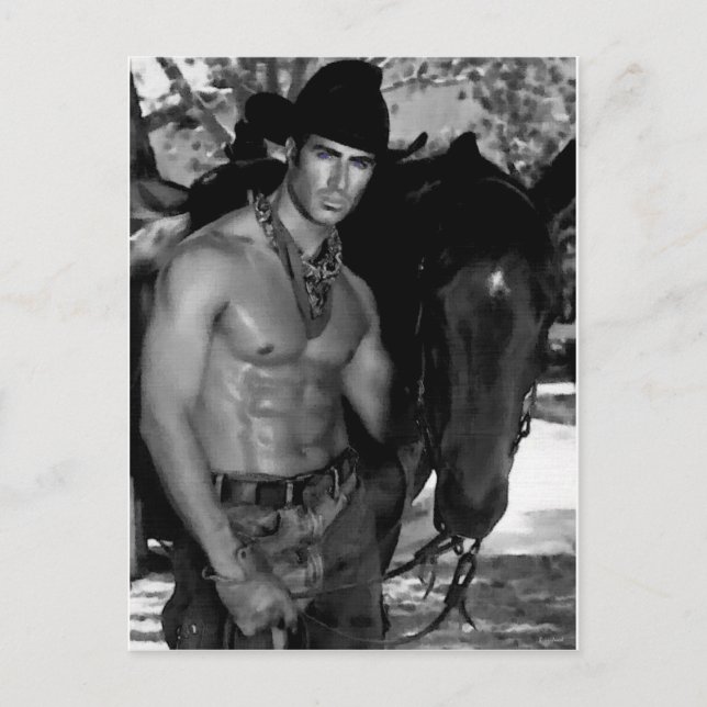 Postal Boceto: Vaquero y caballo (Anverso)