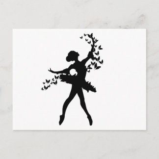Postal Bocetos de bailarina con mariposas 