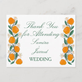 Postal Boda abstracta botánica de naranja dibujada a mano