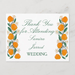 Postal Boda abstracta botánica de naranja dibujada a mano