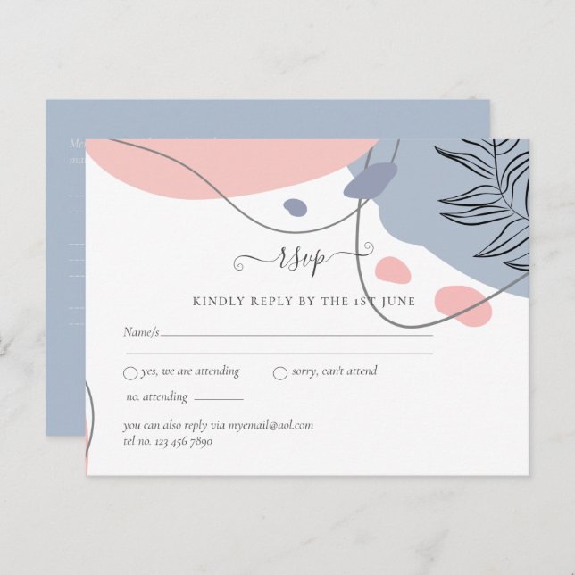 Postal Boda abstracta moderna escandinava Japandi (Anverso / Reverso)