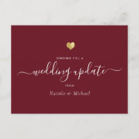 Boda Actualización Elegante Script Gold Heart Burg
