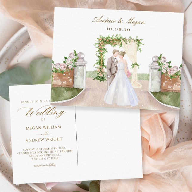 Postal Boda acuarela arte de pareja de arco (Subido por el creador)