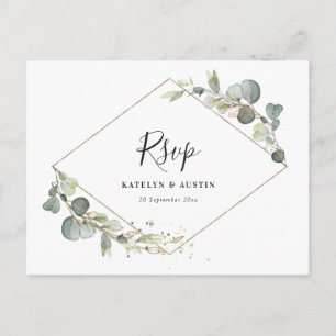 Postal Boda acuarela eucalipto verde RSVP
