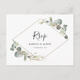 Postal Boda acuarela eucalipto verde RSVP