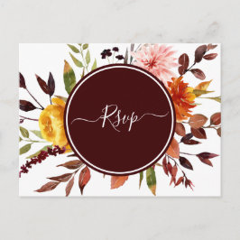 Postal Boda acuática de Burgundy Garden de otoño RSVP