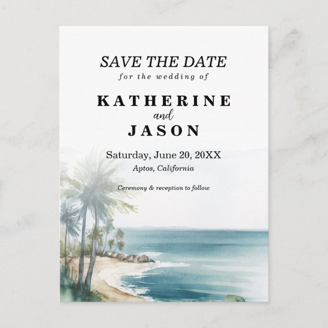 Postal Boda acuático Aptos Beach de Santa Cruz (Anverso)