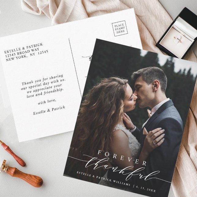 Postal Boda Agradecimiento Por Siempre Foto (Front & Back)