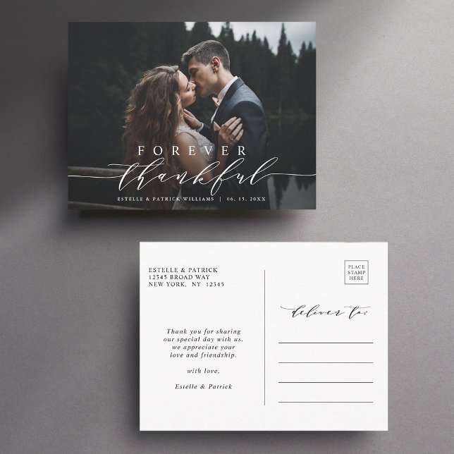 Postal Boda Agradecimiento Por Siempre Foto (Front & Back)