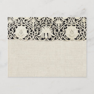 Postal Boda Antiguo Encaje Lino Blanco Clásico Bonito