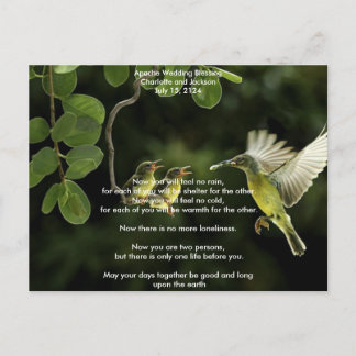 Postal Boda Apache bendiciendo a la madre Hummingbird