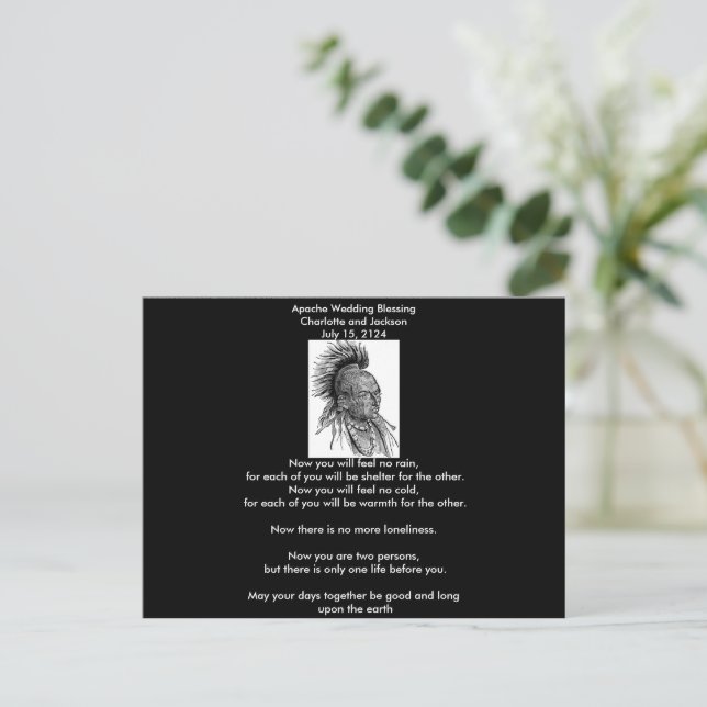 Postal Boda Apache bendiciendo a Ojibwa Cheif (Anverso de pie)