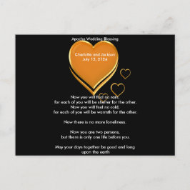 Postal Boda Apache bendiciendo corazones de oro