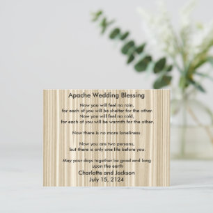 Postal Boda Apache bendiciendo grano de madera blanca