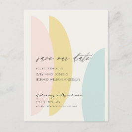 Postal Boda AZUL AMARILLO RUBOR AQUA GUARDA NUESTRA FECHA