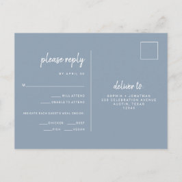 Postal Boda azul turbio y minimalista | Elección de comid