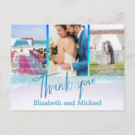 Postal Boda Beach Blue Ocean 3 Foto Elegante Gracias