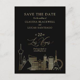 Postal Boda Black and Gold de Las Vegas